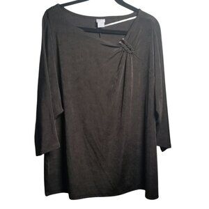 Chico's Travelers Women's Dark Brown Business Casual OfficeTop Sz 4 (20/22)